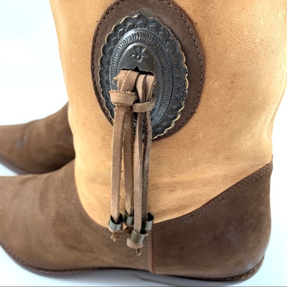 VTG DINGO brown suede cowgirl boots w/ tassels - Picture 10 of 13